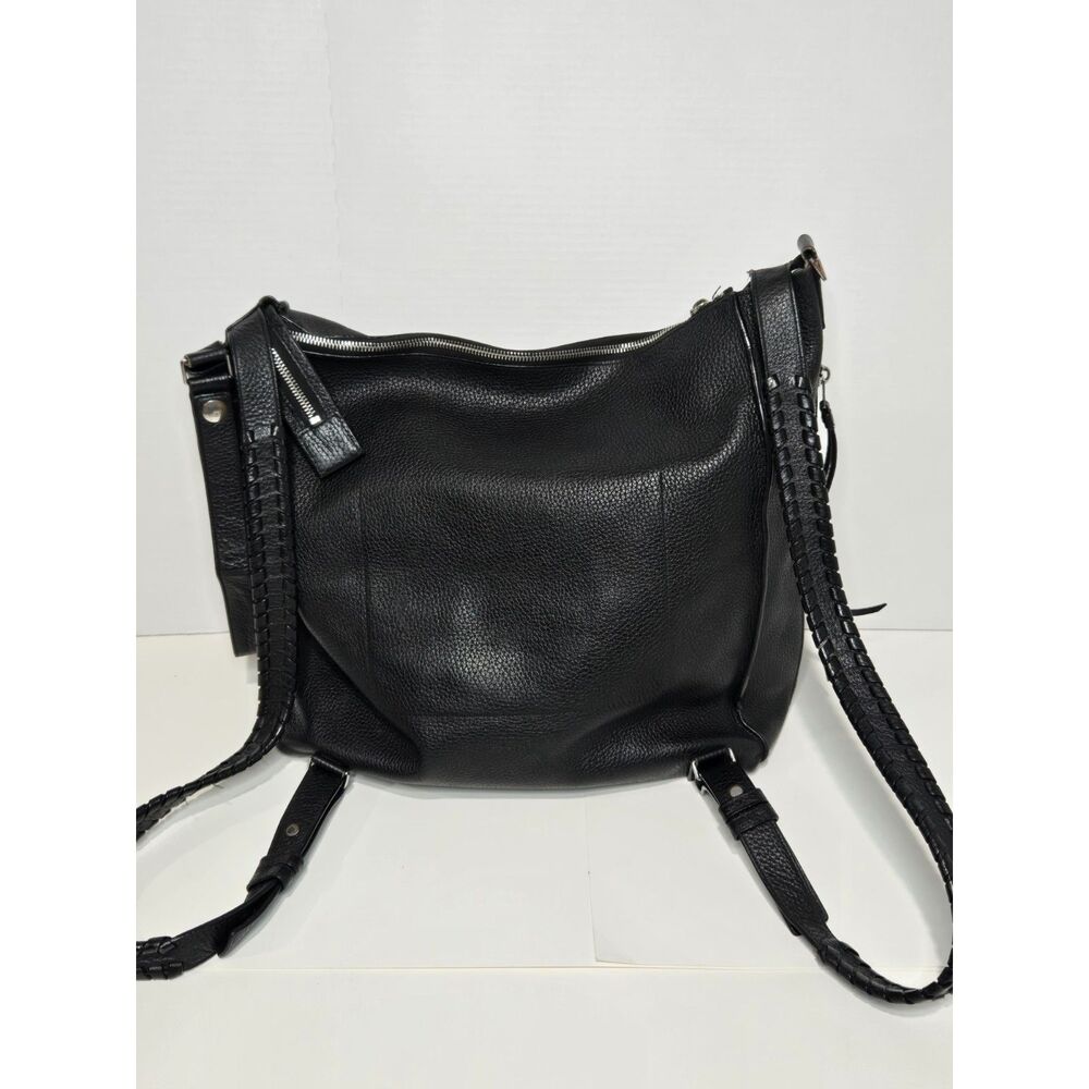 AllSaints Kita Large Pebbled Leather Convertible Backpack | Black